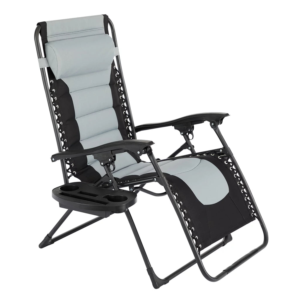Oversized Padded Folding Lounge Chair for Outdoor Patio, Gray V21949