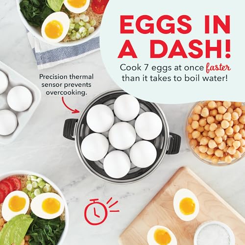 Rapid Egg Cooker for 6 Eggs, Hard Boiled, Poached, Scrambled, or Omelets, Auto Shut Off - Black O7665