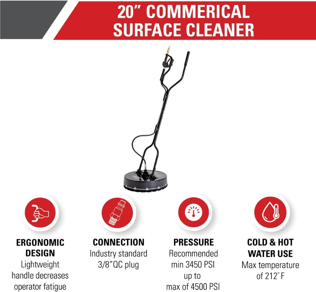 20" Industrial Pressure Washer Surface Cleaner for Hot and Cold Water Machines, 3/8" Quick Connection, 3450-4500 PSI F143