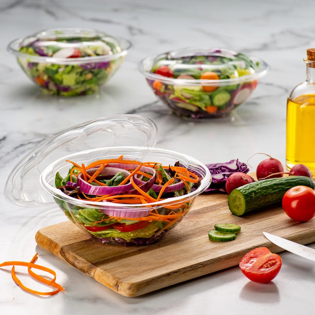 24 oz Disposable Salad Bowls with Lids, 50-Pack Z953109