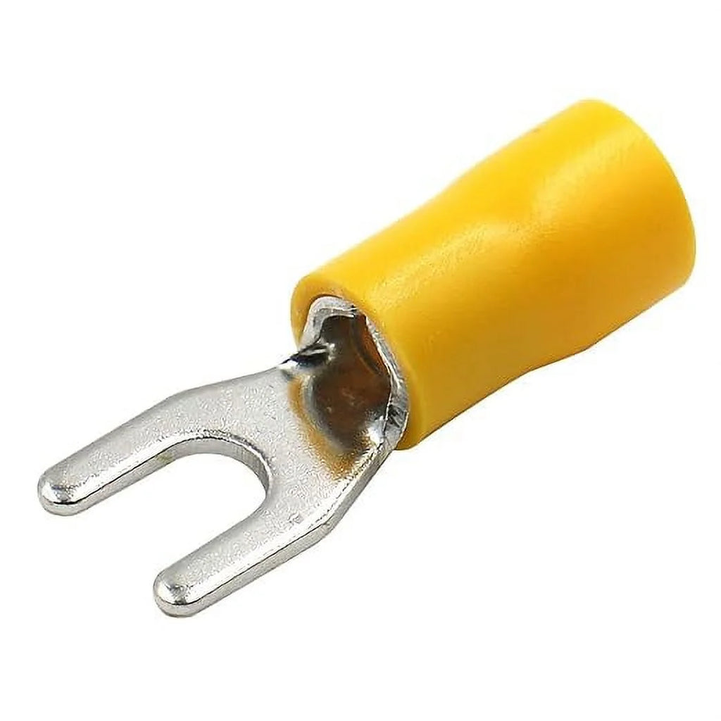 Baomain Insulated Fork Spade Wire Connector Electrical Crimp Terminal SV5.5-4 12-10 AWG (4-6 mmq) USA Screw#8 Pack of 100