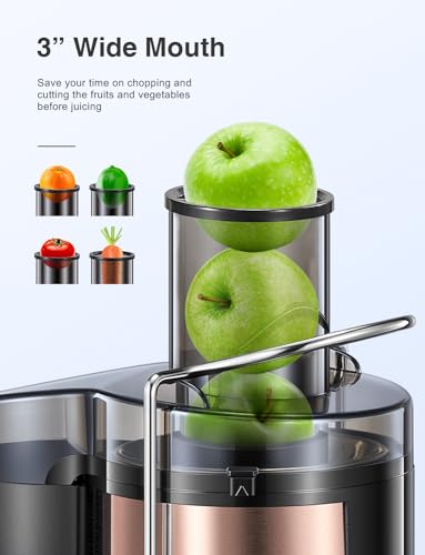 Juicer Machine, 800W Centrifugal Extractor with Wide Mouth Feed Chute, Stainless Steel, BPA-free V753