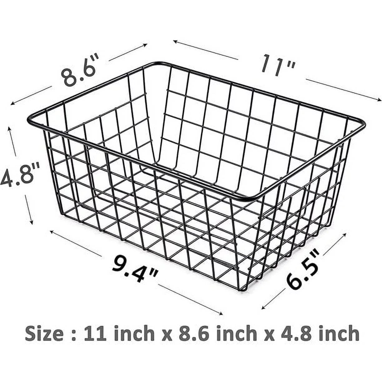 Metal Wire Storage Baskets with Handles, 4 Pack, Black R834