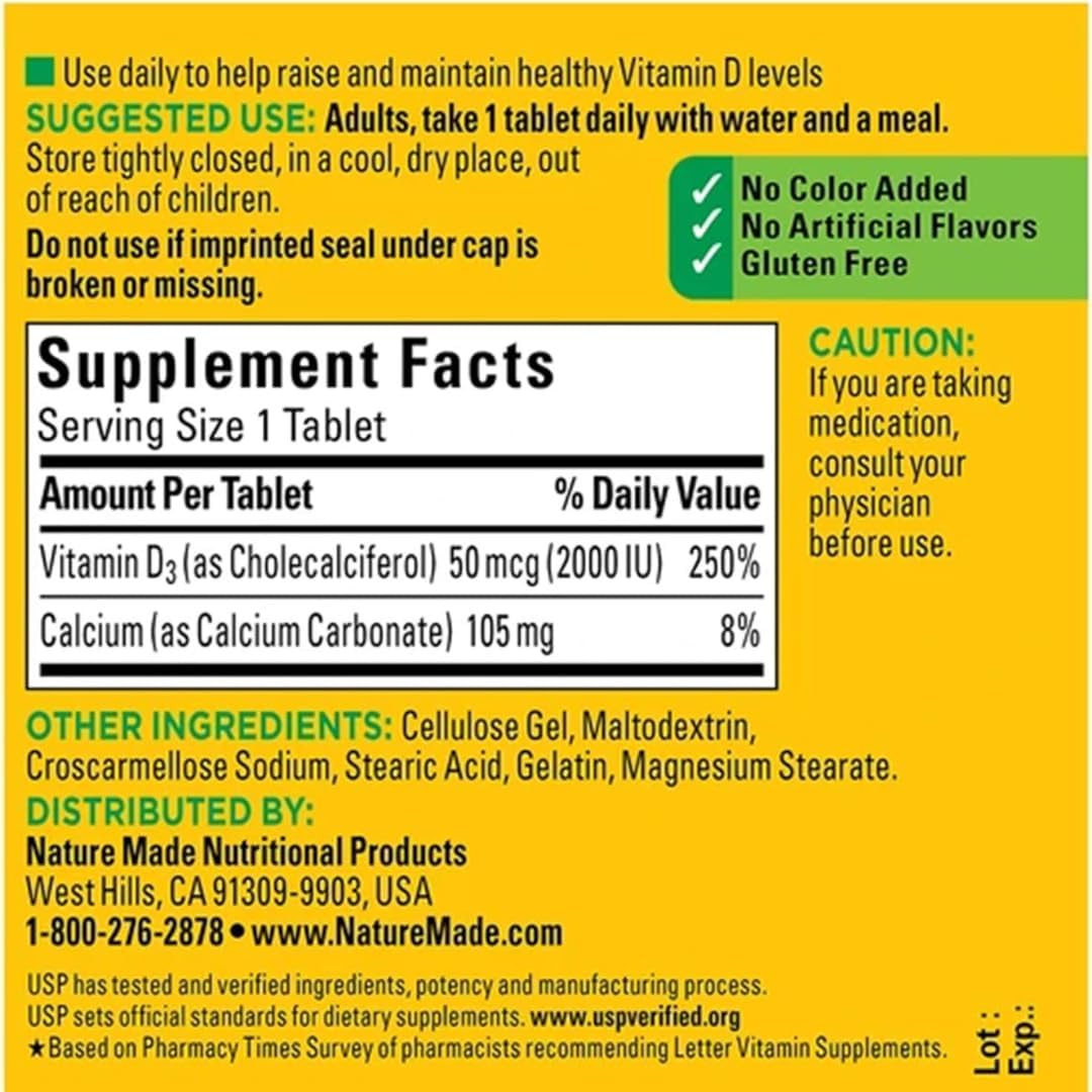 Vitamin D3 2000 IU Softgels, 320 Day Supply with Travel Pill Case I354
