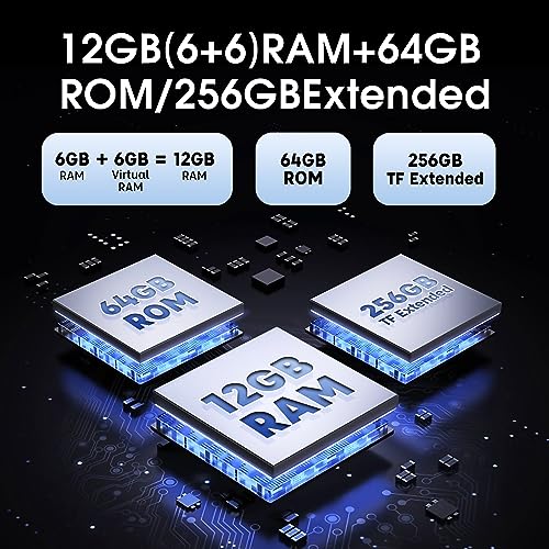 Rugged Smartphone 12+64GB 50MP Camera Android 13 Black B5870