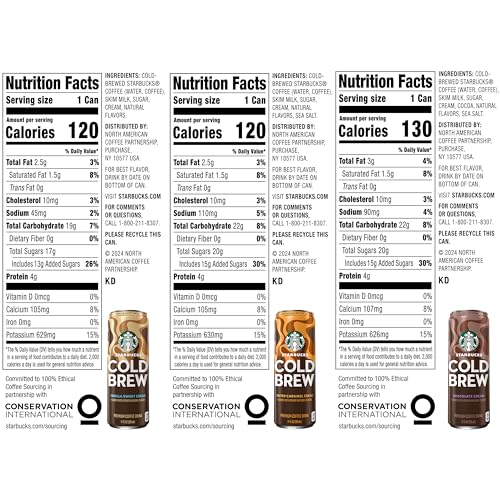 Cold Brew Coffee, 3 Flavor Variety Pack, 11 fl oz Cans (12 Pack) D4556