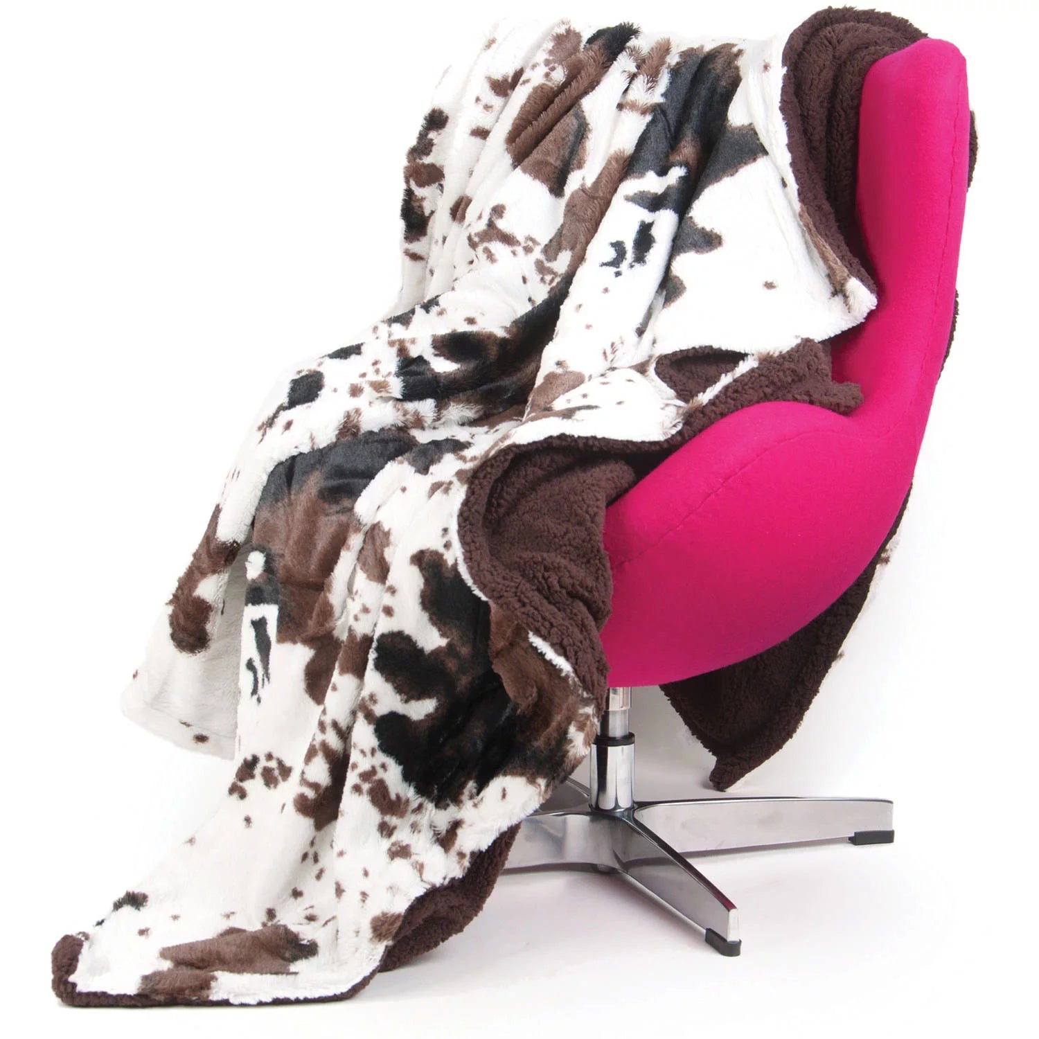 Sherpa Plush Throw Blanket, Brown L600