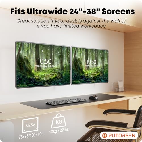 Dual Monitor Wall Mount for 24-38 Inch Screens, VESA 75x75/100x100mm, Black I8309