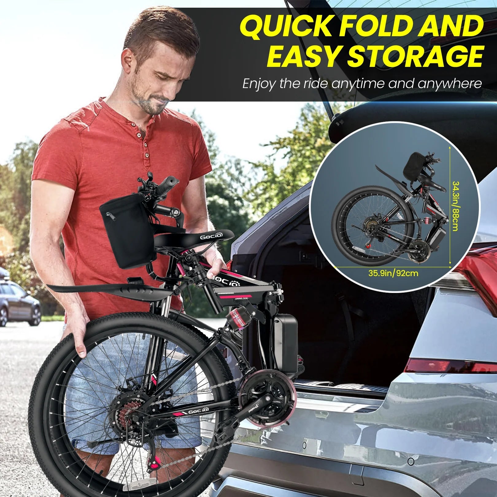 Foldable Electric Bike 500W 26" 48V Full Suspension for Adults G202633