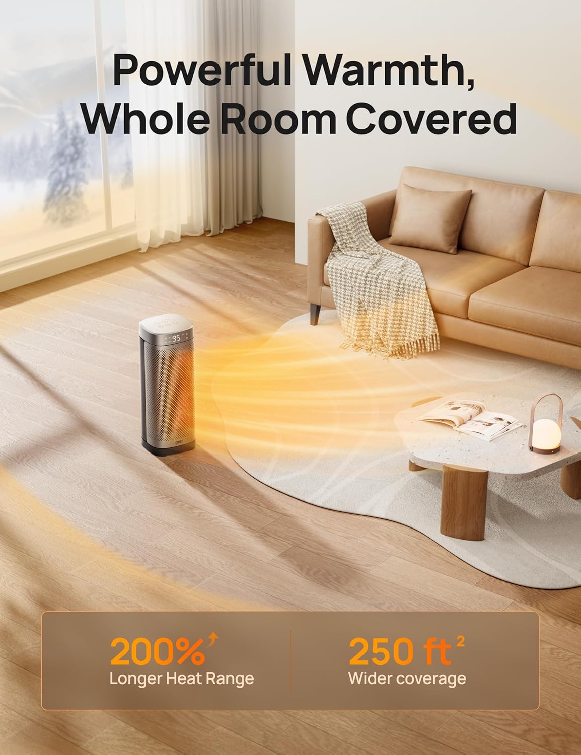 Space Heater for Indoor Use, Portable with Remote, 12H Timer, 70° Oscillation L9753
