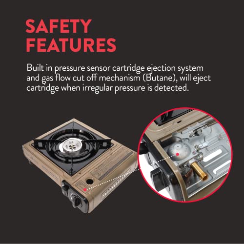 Propane or Butane Dual Fuel Portable Camping Stove with Carrying Case G16594