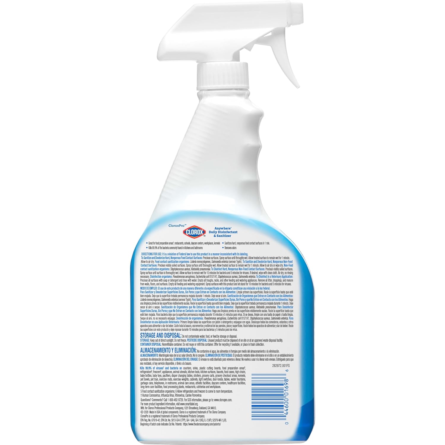 Daily Disinfectant and Sanitizer Spray, No-Rinse Food Contact Safe, 32 Fl Oz M3727