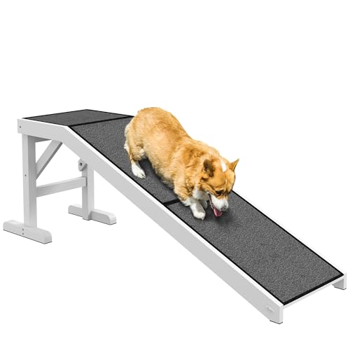 PawHut Dog Ramp for Bed, Pet Ramp for Dogs with Non-Slip Carpet and Top Platform, 74" x 16" x 25", Natural
