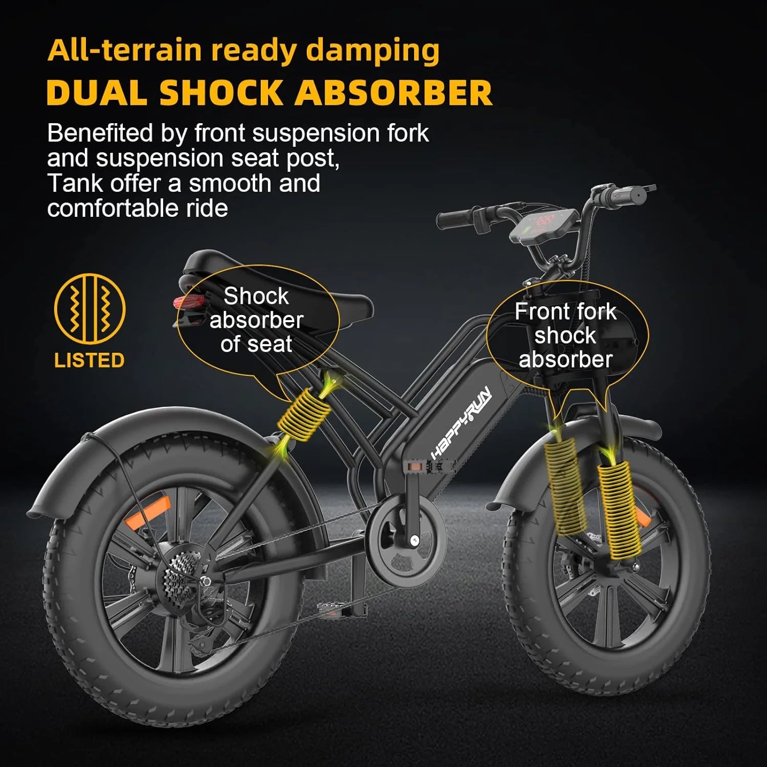 Electric Bike for Adults 20" Fat Tire 1500W Motor 48V 18AH Removable Battery O58263