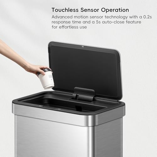 Touchless Motion Sensor Trash Can, 13.2 Gallon, Brushed Stainless Steel K748461