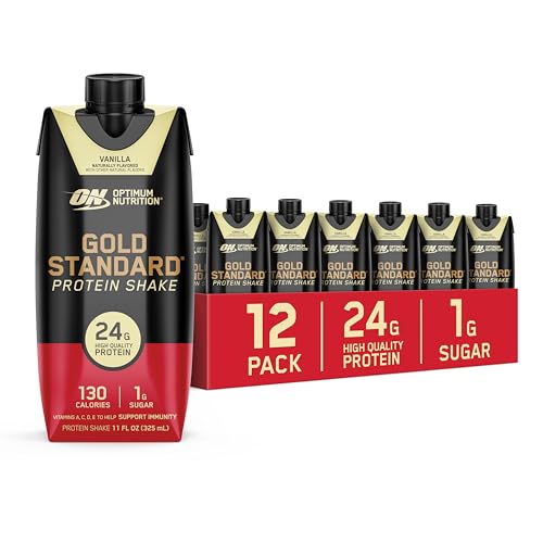 Optimum Nutrition Gold Standard Protein Shake, 24g Protein, Ready to Drink Protein Shake, Gluten Free, Vitamin C for Immune Support, Chocolate, 11 Fl Oz, 12 Count (Pack of 1) (Packaging May Vary)