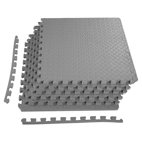1" Thick EVA Interlocking Foam Gym Flooring Mat, 6 Tiles, Black M5857