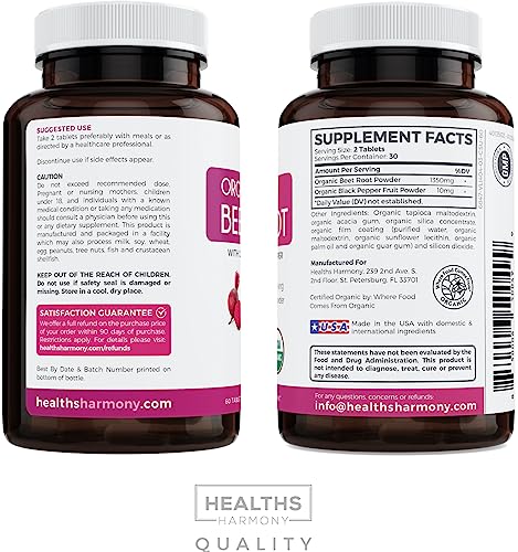 Organic Beet Root Powder Tablets with Black Pepper X2535