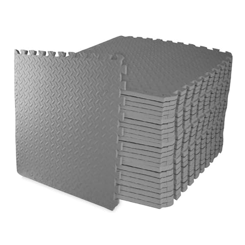 1" Thick EVA Interlocking Foam Gym Flooring Mat, 6 Tiles, Black M5857