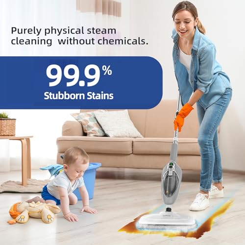 Handheld Steam Mop for Hardwood Tile Laminate Floors with 11 Accessories J1027