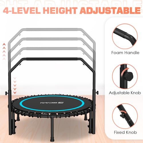 Foldable Mini Trampoline with Adjustable Foam Handle for Indoor Workout M8038