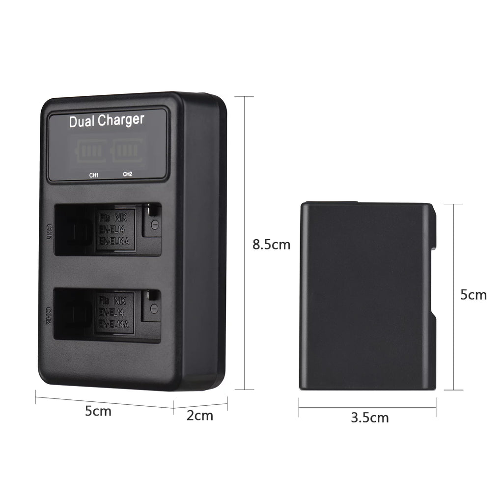 EN-EL14 Battery 2-Pack with USB Dual Channel Charger T7148