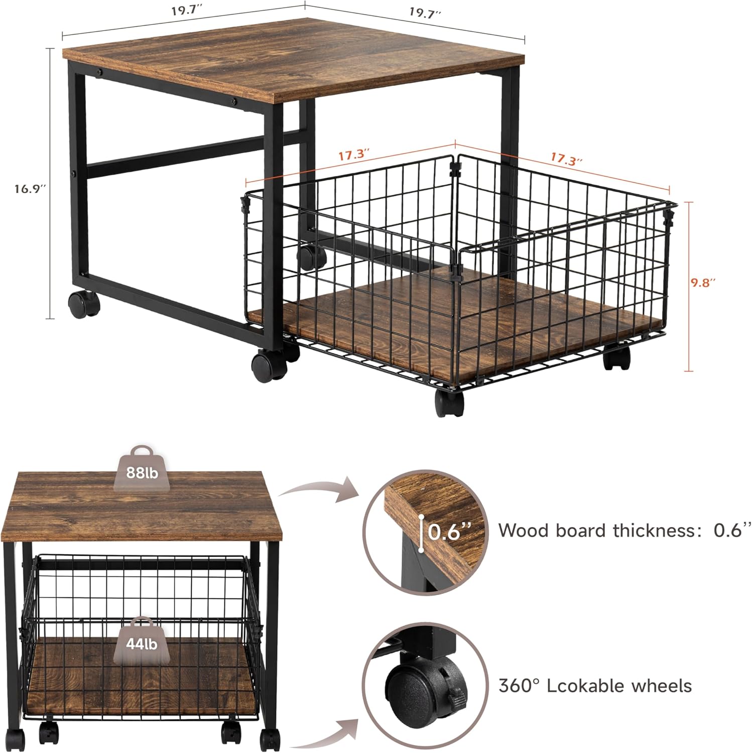 Mini Fridge Stand with Storage, 4 Lockable Wheels P665465