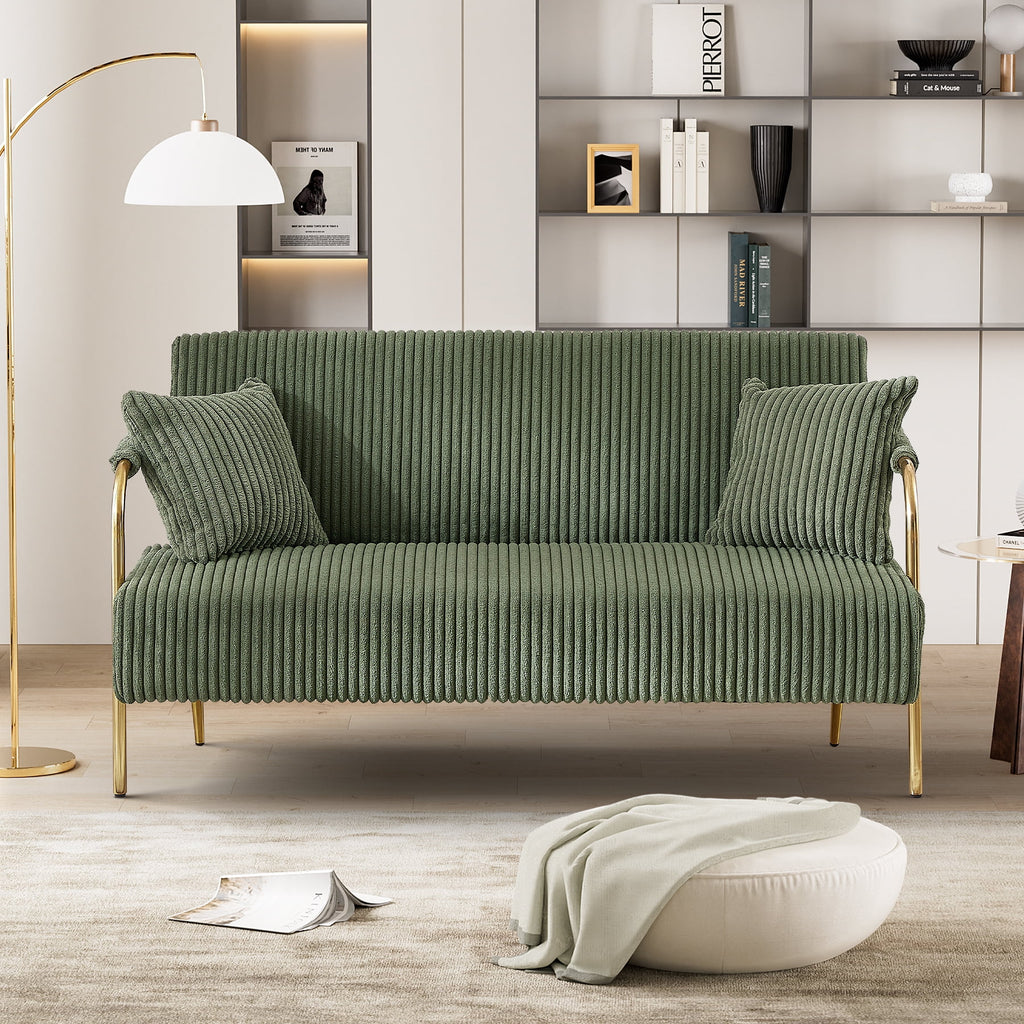 Tufted Velvet Futon Sofa Bed with 2 Pillows, 3 Adjustable Backrest Angles P745163