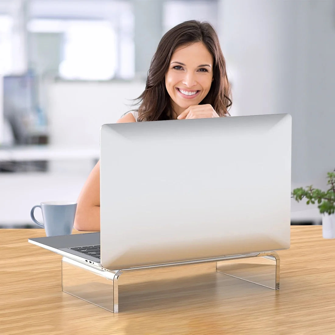 Acrylic Monitor Stand with Storage Shelf Q6290