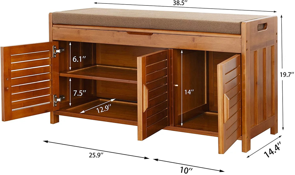 Shoe Storage Bench with Detachable Cushion and Hidden Compartment V756