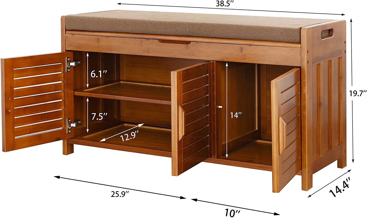 Shoe Storage Bench with Detachable Cushion and Hidden Compartment V756