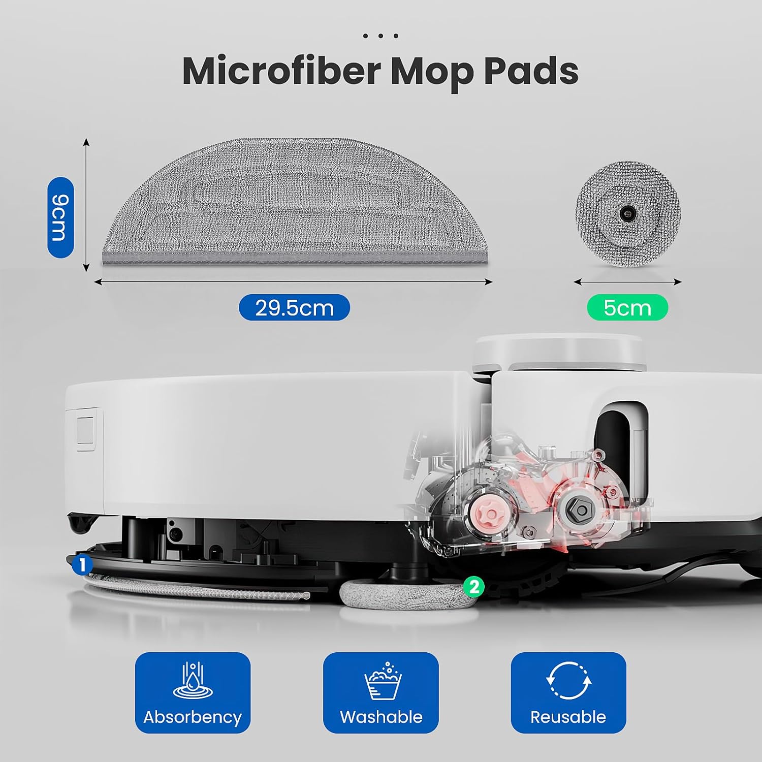 Mop Pads Refills for Robot Vacuum, 6 Pack with Edge Mop Cloth K474