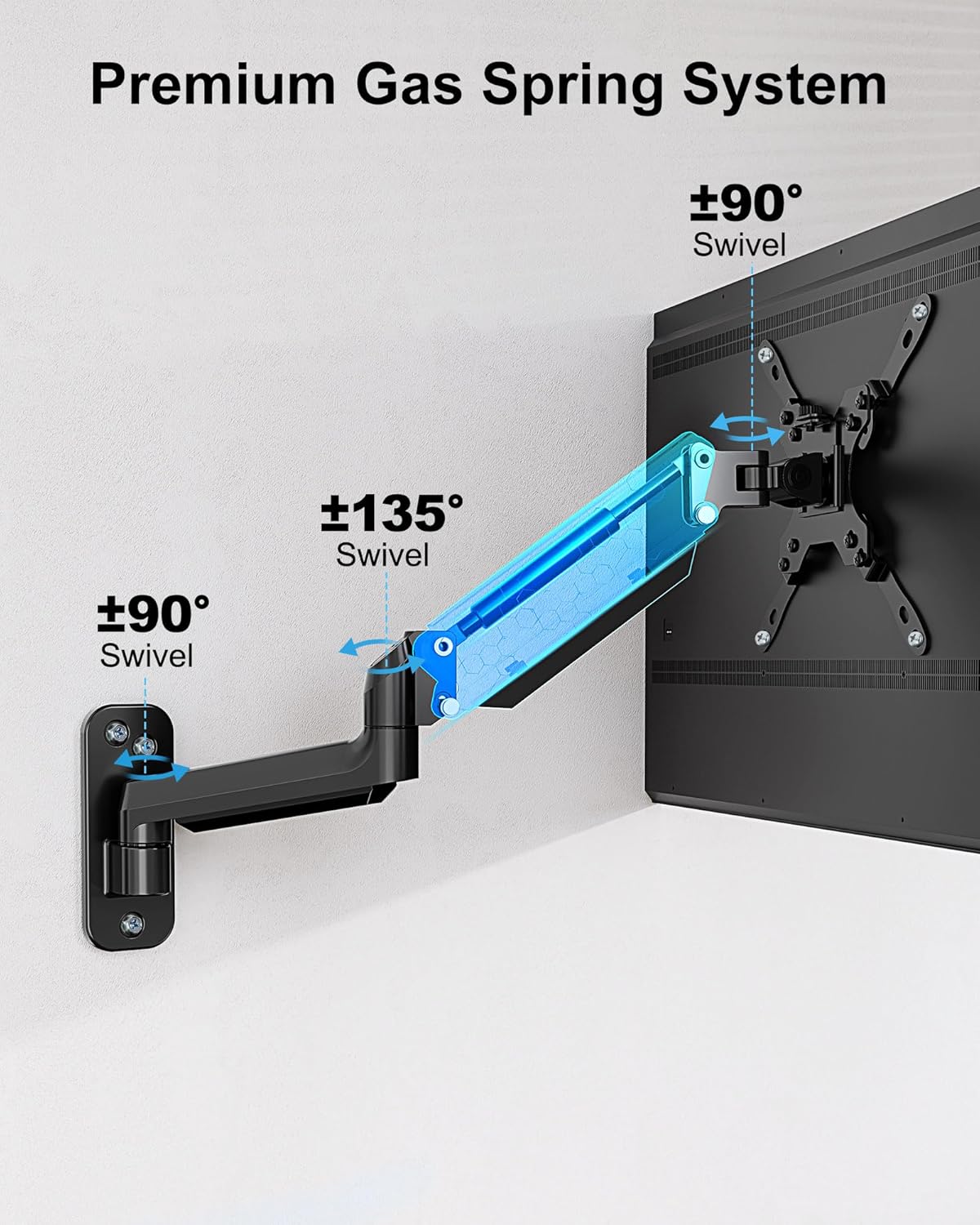 Monitor Wall Mount for 35 Inch Screens, Full Motion Gas Spring Arm, VESA 200x200mm P6994