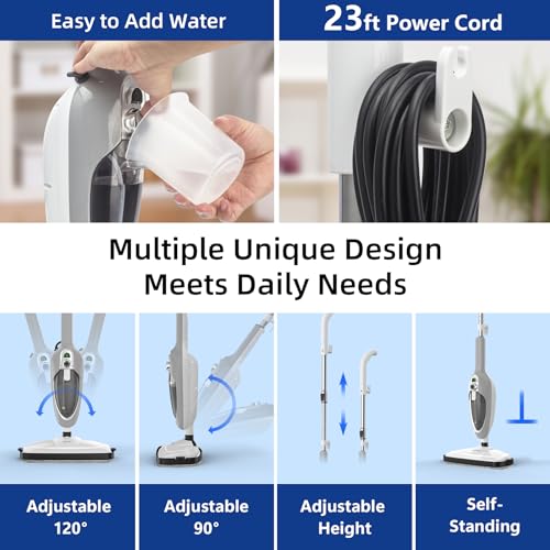Handheld Steam Mop for Hardwood Tile Laminate Floors with 11 Accessories J1027