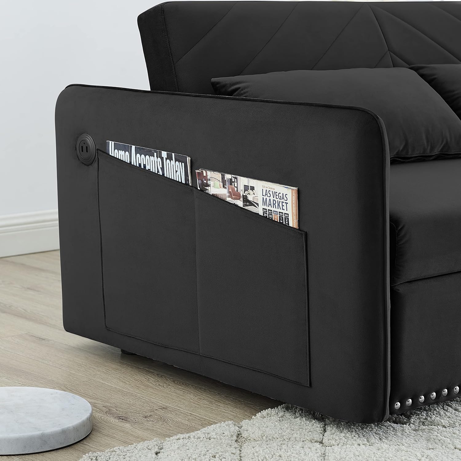 Convertible 3-in-1 Velvet Loveseat Sleeper Sofa with Pull Out Bed S614674