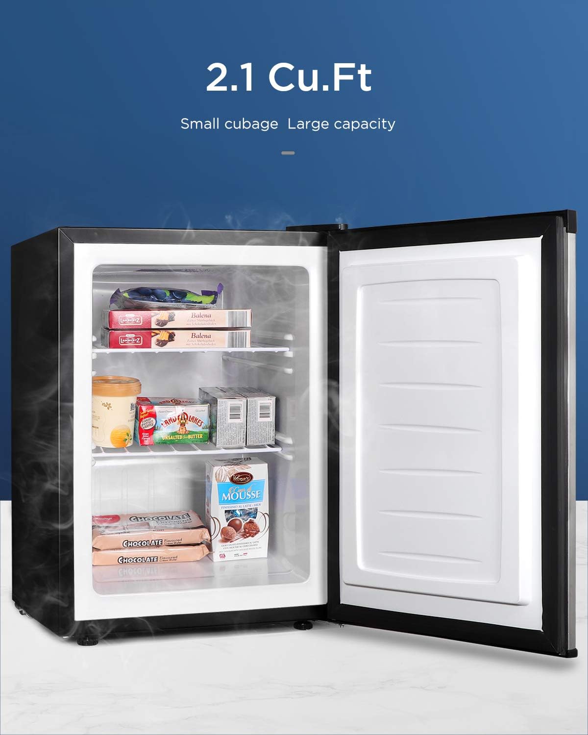 Compact Reversible Single Door Countertop Freezer, 2.1 Cubic Feet, Silver K90892