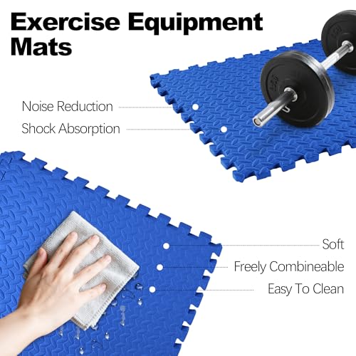 1" Thick EVA Interlocking Foam Gym Flooring Mat, 6 Tiles, Black M5857