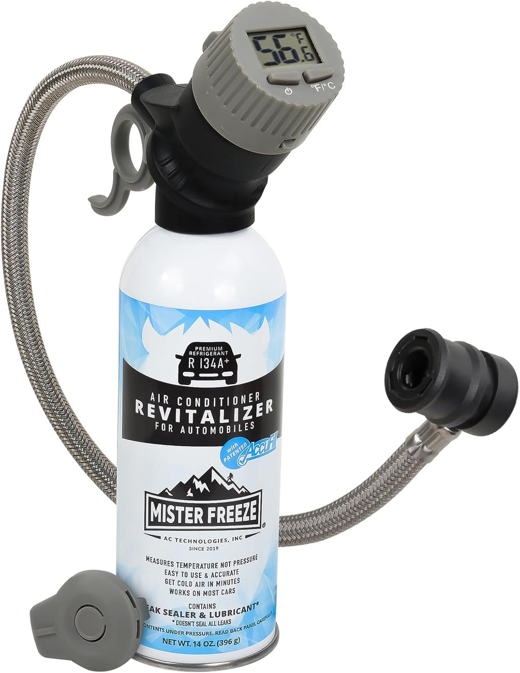 ‎Mr. Freeze AC Refrigerant R134a Refrigerant Recharge Kit, Auto Air Conditioning Refrigerant Hose With Wireless Digital Temperature Sensor, Self-Sealing Freon Leak Stop Kit 14 Oz (1)