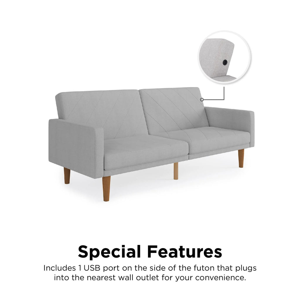 Convertible Sofa Bed with USB Port, Light Gray T950