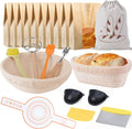 Sourdough Bread Baking Supplies,10 inch Oval & 10 inch Round Banneton Bread Proofing Basket with Full Set of Bread Making Supplies for Sourdough Bread,22 Pcs Sourdough Starter Kit,Kitchen Gift Set