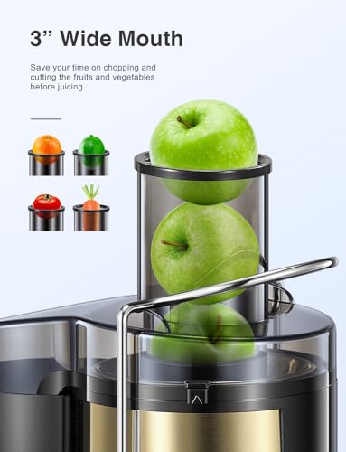 Juicer Machine, 800W Centrifugal Extractor with Wide Mouth Feed Chute, Stainless Steel, BPA-free V753