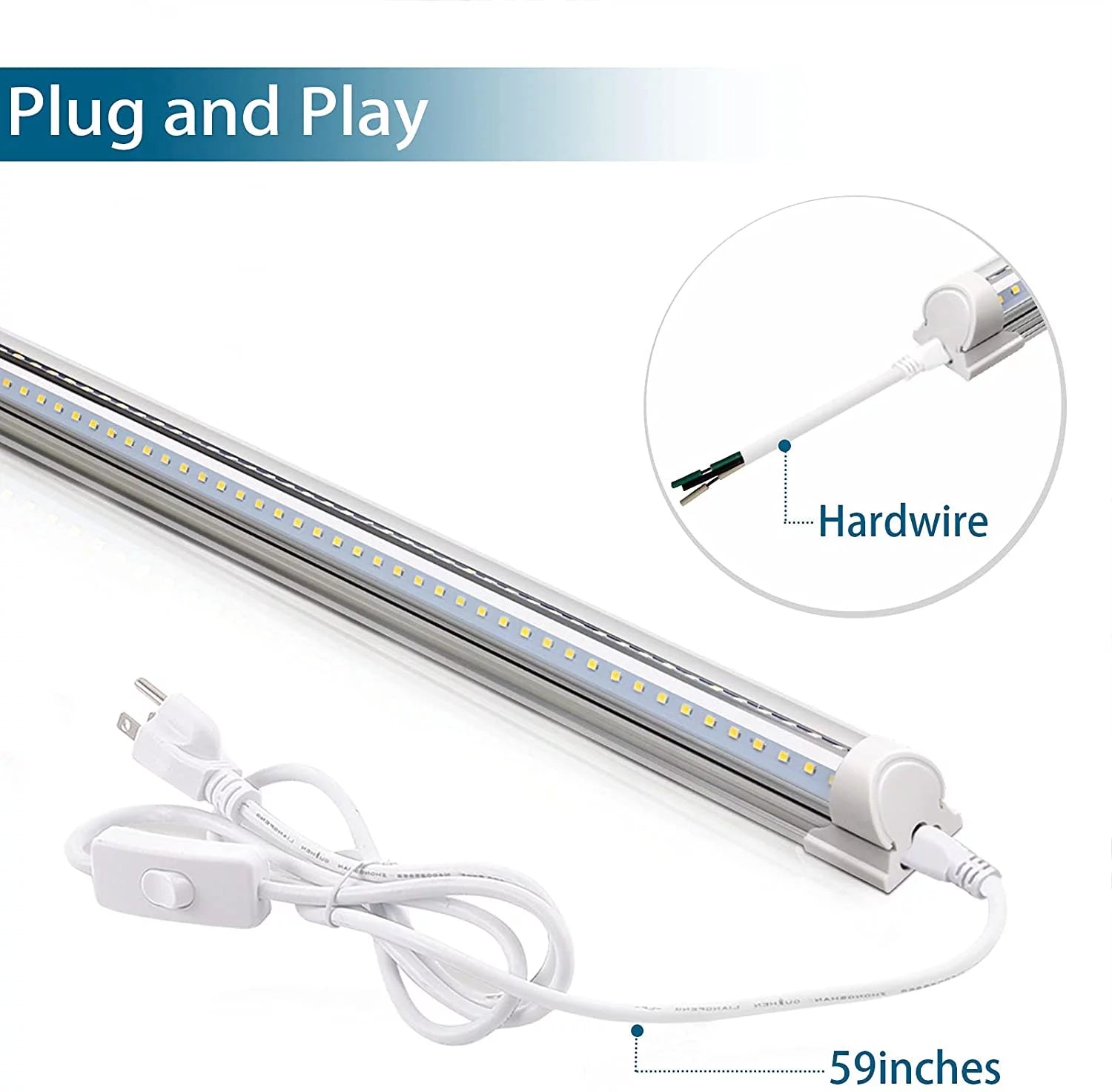 8FT LED Shop Light, 72W 9000LM 5000K, Linkable, 4 Pack D127