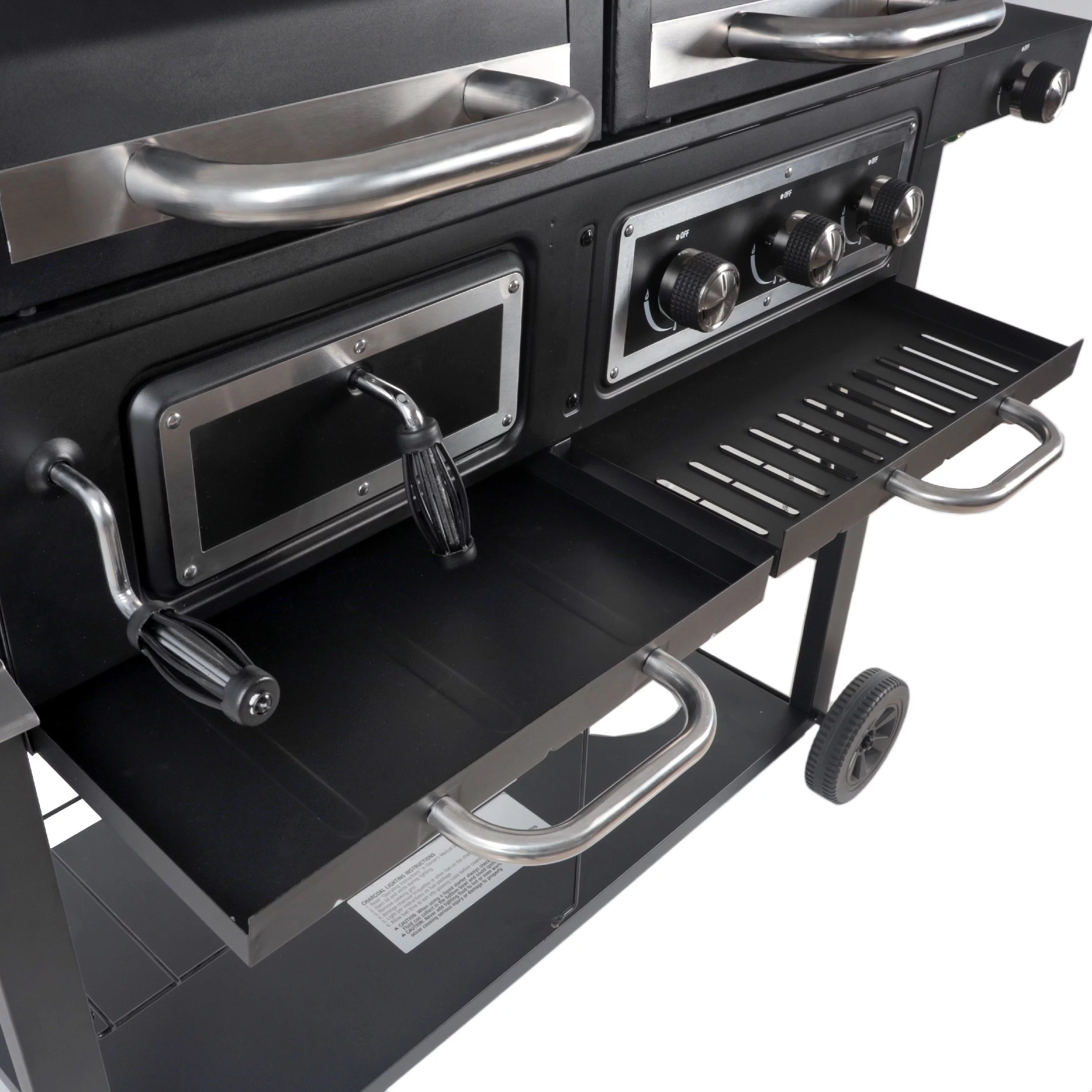 Dual Fuel Gas & Charcoal Combo Grill, Black with Stainless G725379