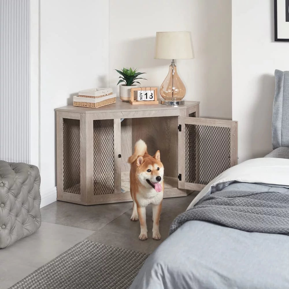 Medium Corner Dog Crate - Weathered Grey Z368