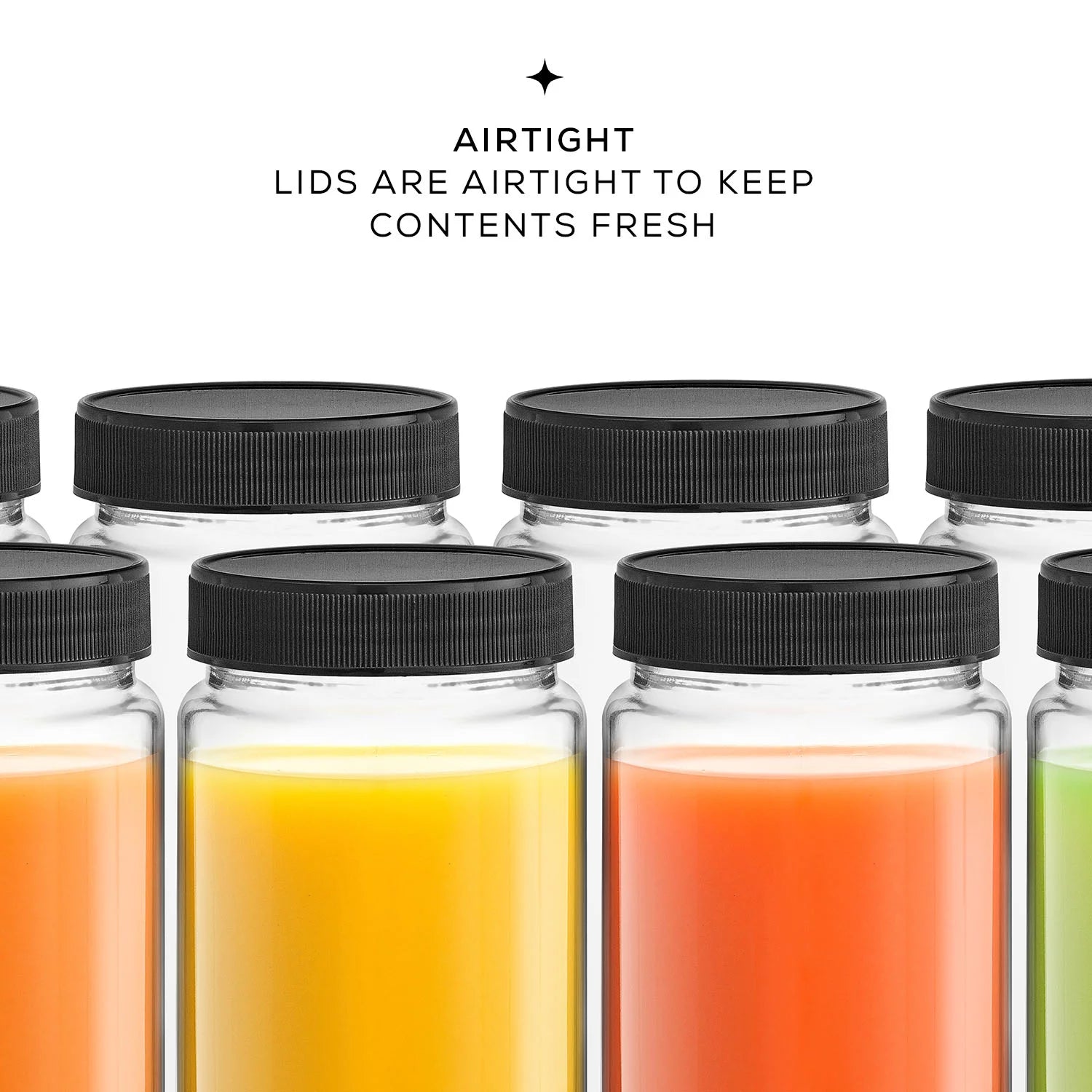 Glass Juice Bottles with Leakproof Lids, Set of 8 O1368