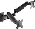 Dual Monitor Wall Mount, Gas Spring Wall Monitor Arm for 17 to 32 inch Flat/Curved Screens, Each Holds Up to 19.8 lbs, Full Motion Swivel Tilt Rotation Adjustable VESA Monitor Stand, Black