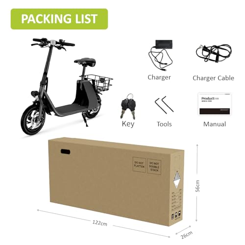 Foldable Electric Scooter for Adults with Seat and Basket N2591