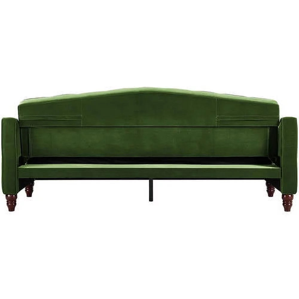 Vintage Tufted Sofa Sleeper, Green Velvet V44404