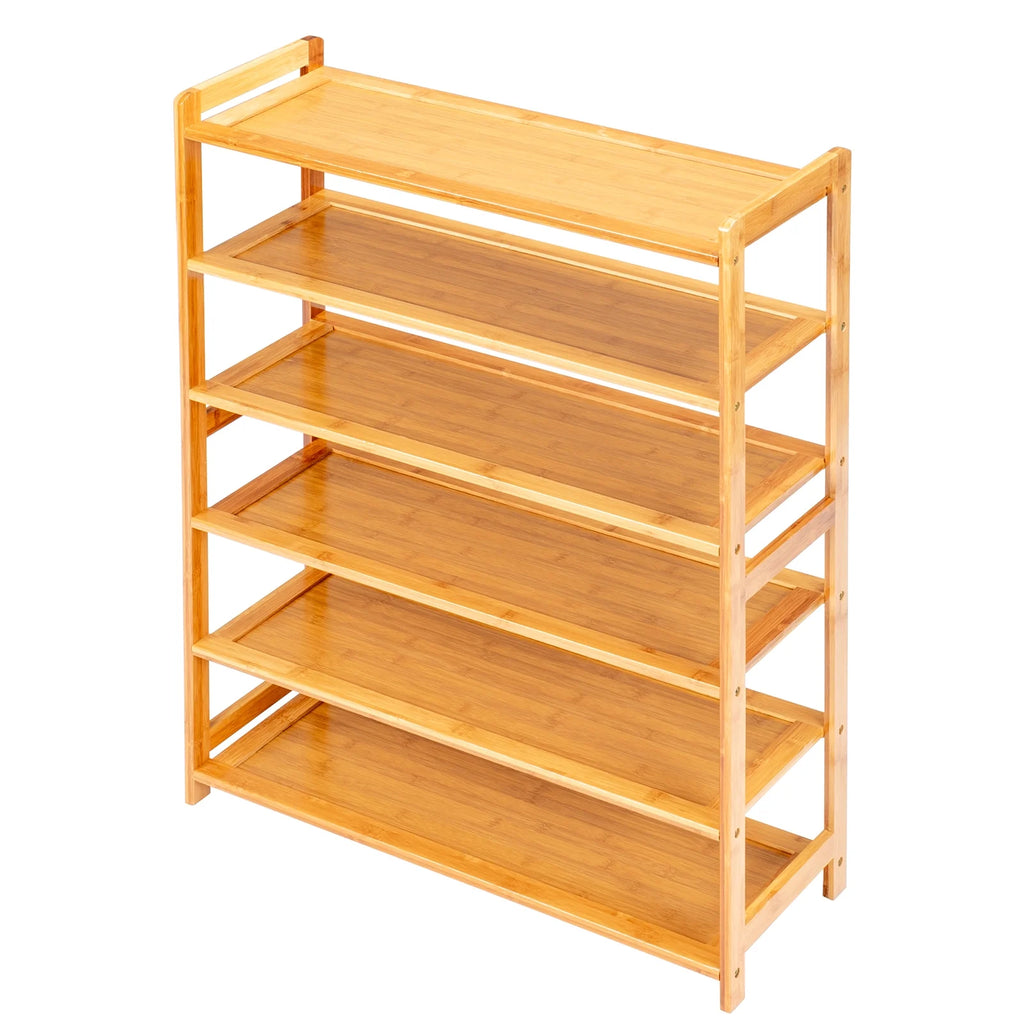 Bamboo Shoe Storage Rack 6-Tier, Holds 18-24 Pairs E417279