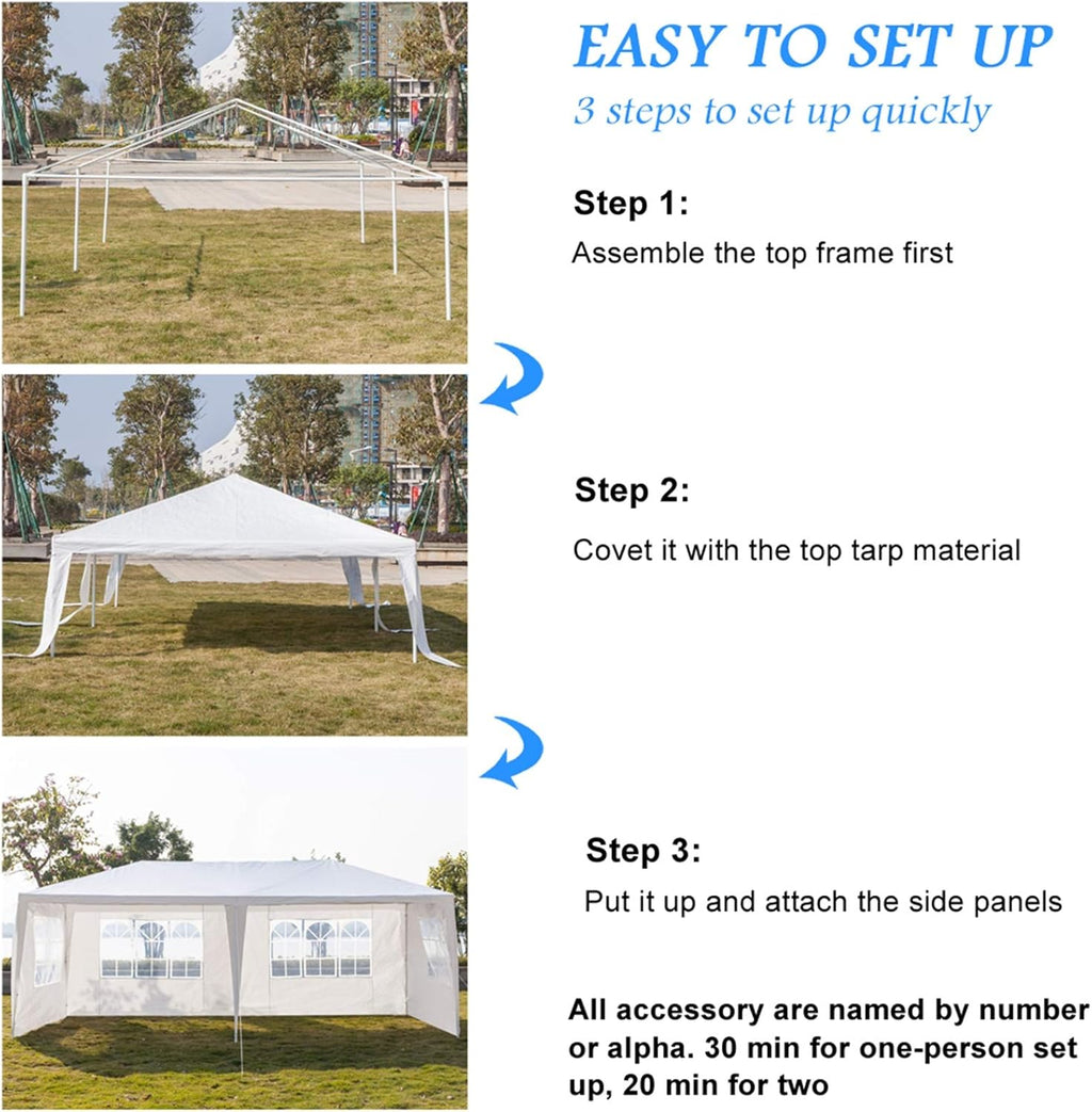 Outdoor Party Tent with Sidewalls and Windows, 10x20 U13894